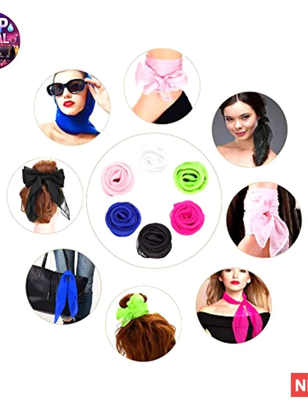 Polyester Chiffon Scarf Vintage Square Head Neck Accessory